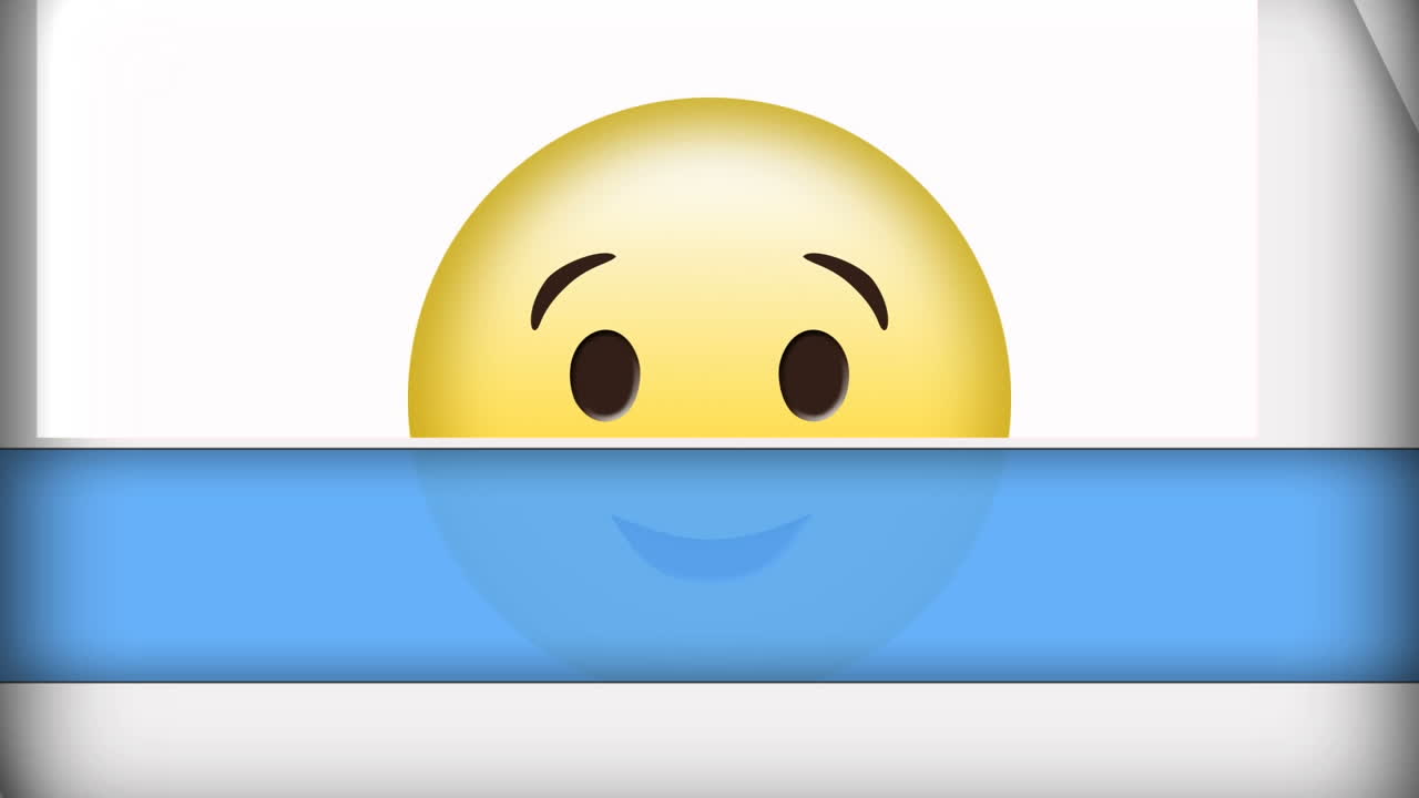 화이트 배경에 움직이는 선 위에 행복한 이모지 아이콘의 애니메이션