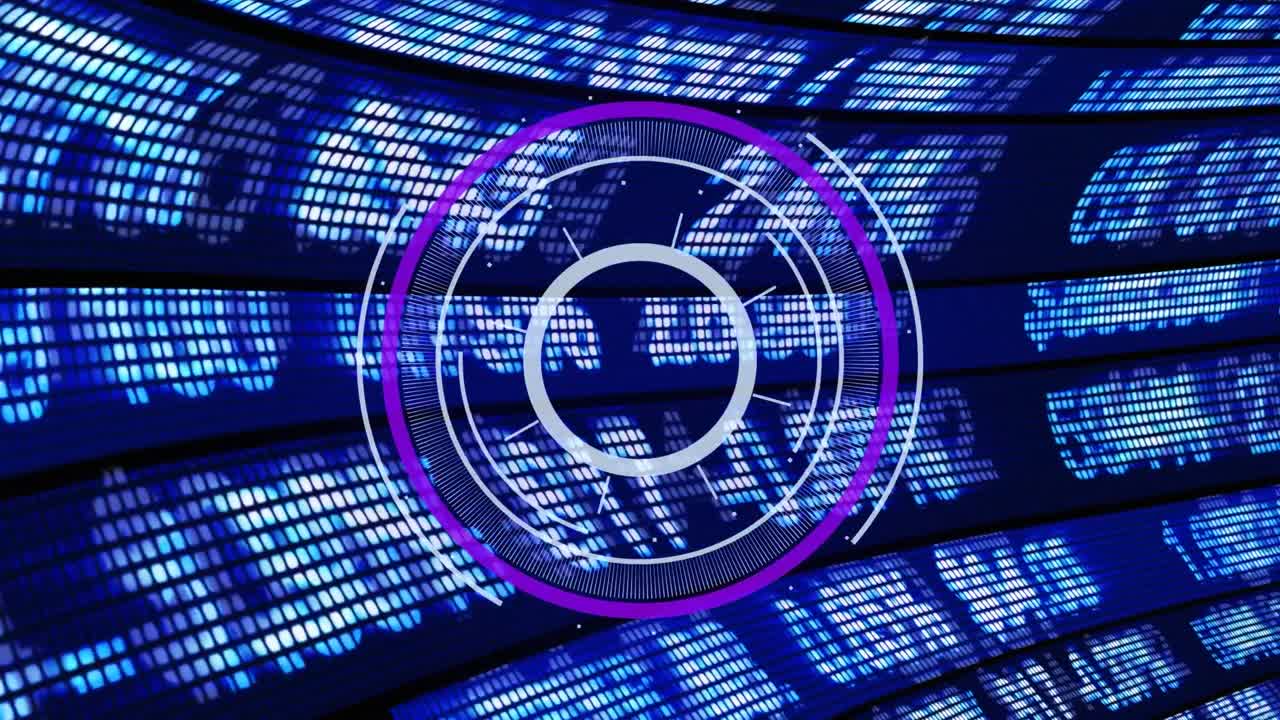 animación de la exploración del alcance sobre el mercado de valores en fondo negro