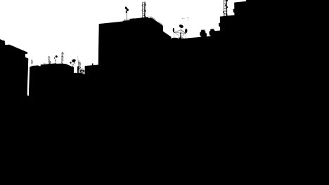 black and white alpha pan of a cityscape