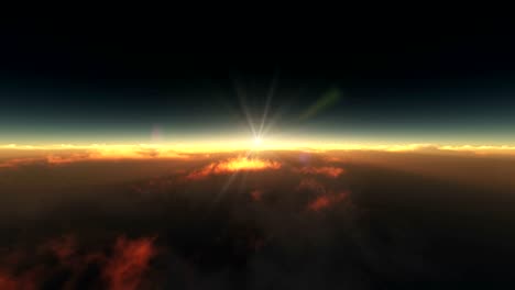 flying above the clouds sunrise 4k