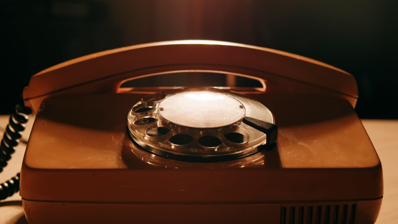 Retro vintage phone, A yellow rotary telephone is displayed on a wooden desk, adding a nostalgic touch
