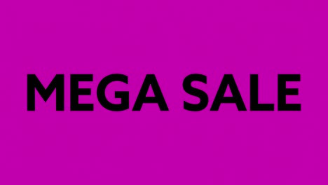 animación de texto mega venta en blanco y negro moviéndose y distorsionando en turquesa luego rosa