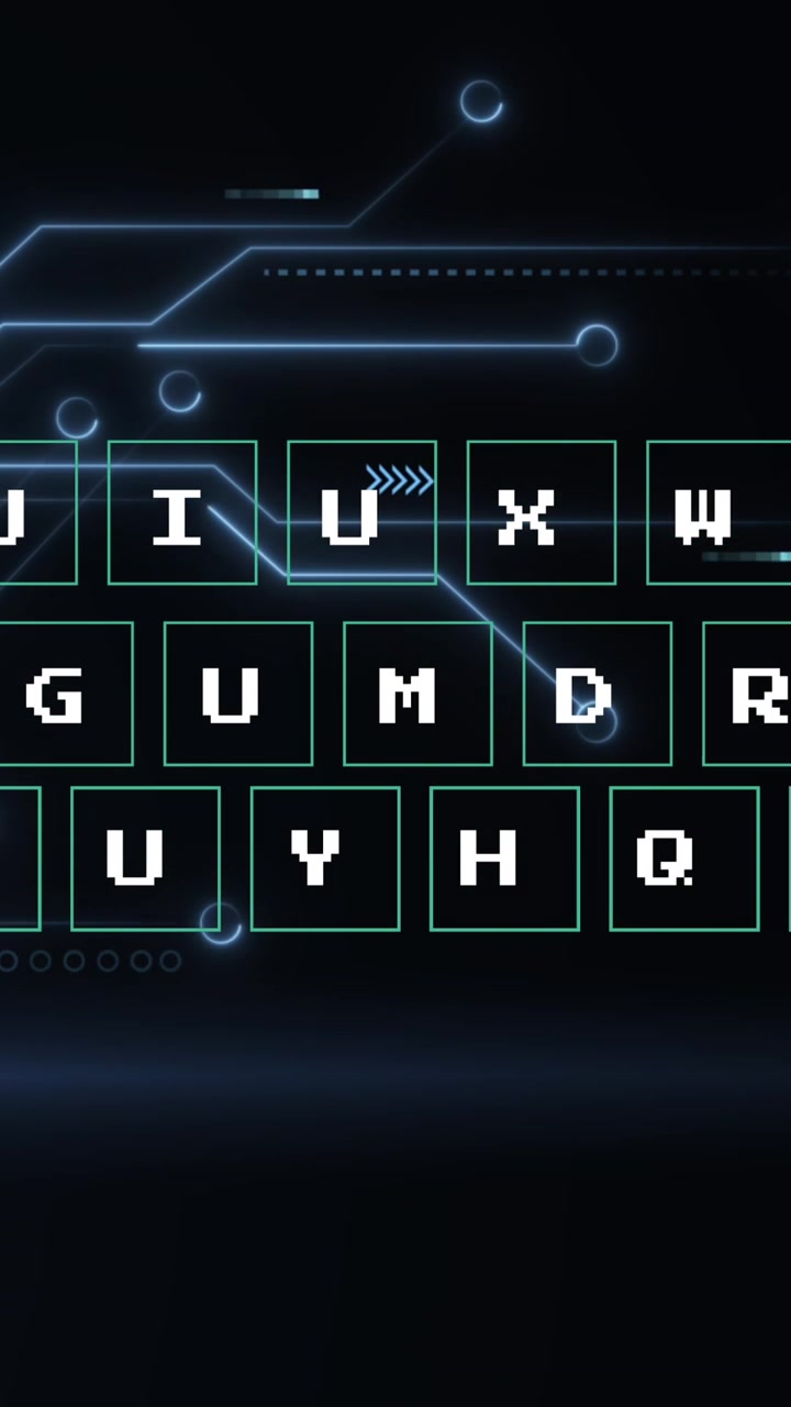 Animation of abstract pattern moving over keyboard against circuit board pattern in background