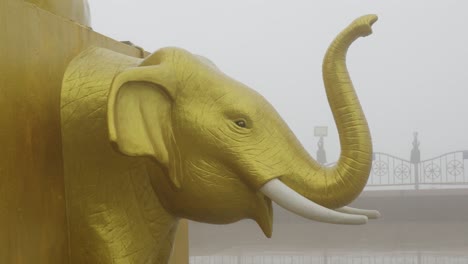 slow motion close-up shot of a golden elephant statue on show at koh samui