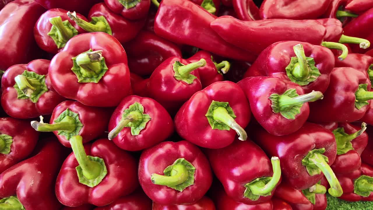Pile of Fresh Red Bell Peppers