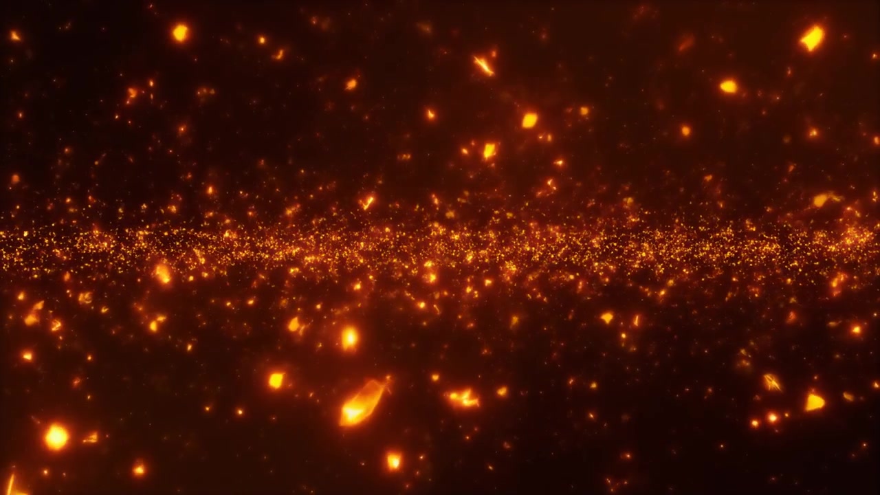 Abstract Background of Floating Golden Particles and Glowing Embers