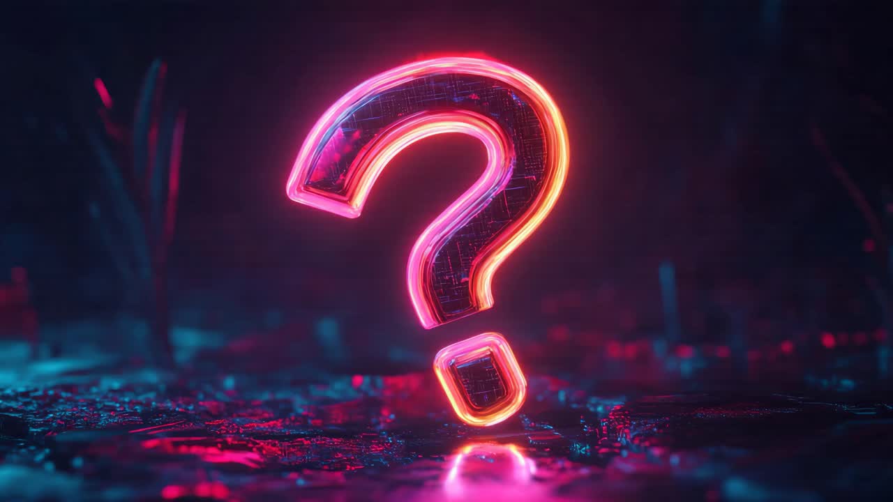 Neon Question Mark in Futuristic Setting