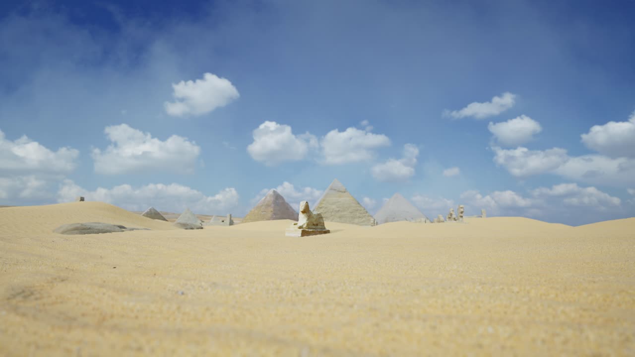 Egyptian Pyramids in the Desert Landscape
