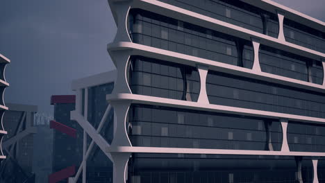 edificio de oficinas moderno con una fachada de vidrio curva