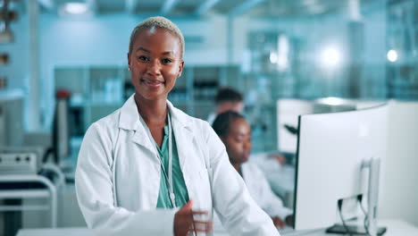 happy female doctor in a modern lab