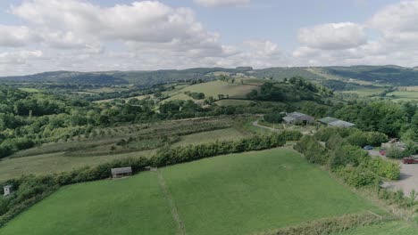 Short-aerial-establishing-shot-above-Embercombe-Landscape,-Scotland