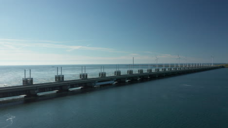 flood gates of eastern scheldt storm surge barrier at the dutch town of kamperland