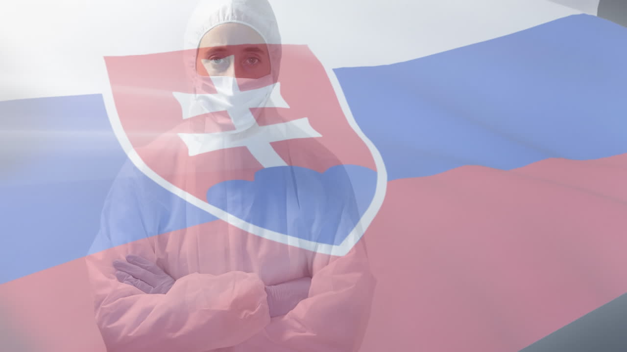 슬로바키아  ⁇ 발이 보호복을 입은 여성 과학자에 대해 흔들리고 있습니다.