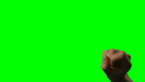 Person-making-hand-gesture-against-green-screen-background