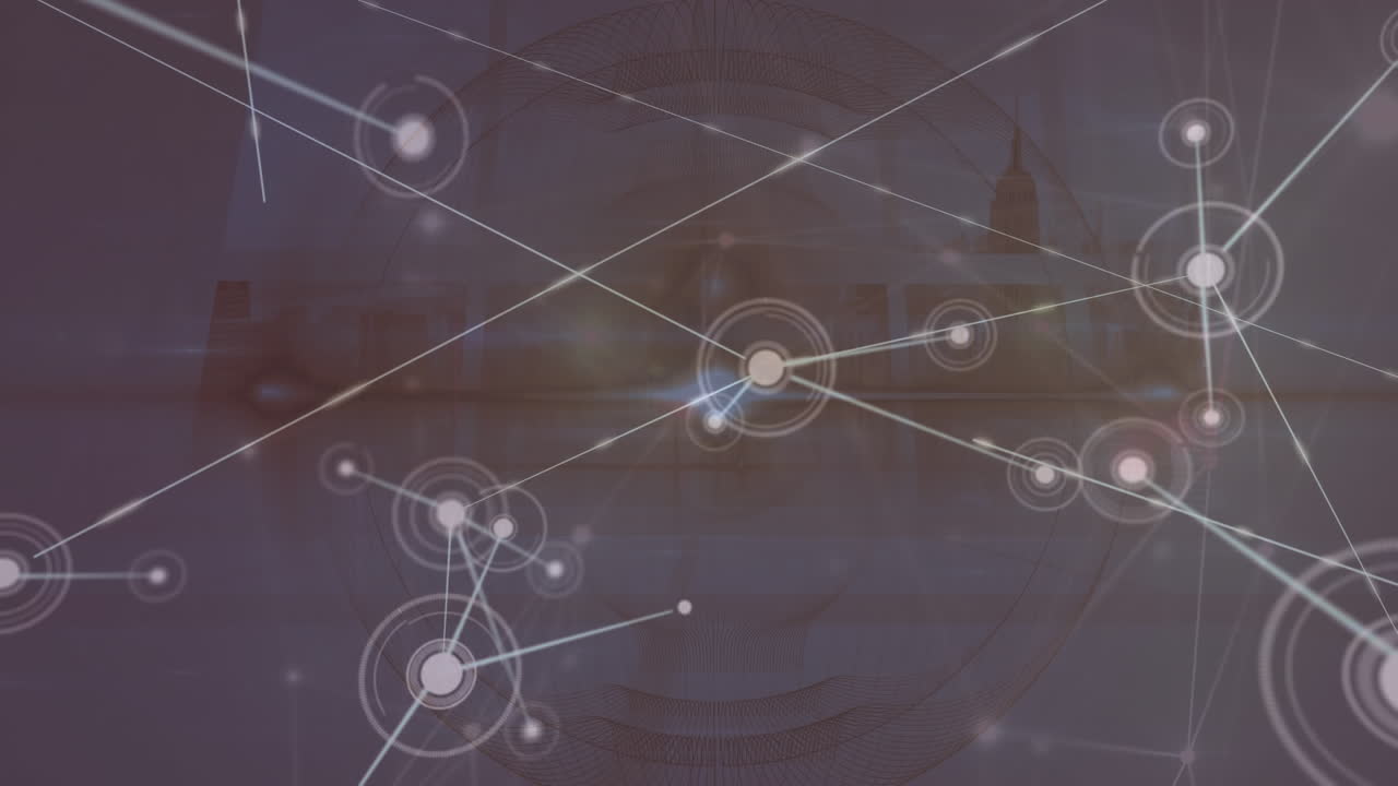도시 풍경에 대한 연결 네트워크의 애니메이션