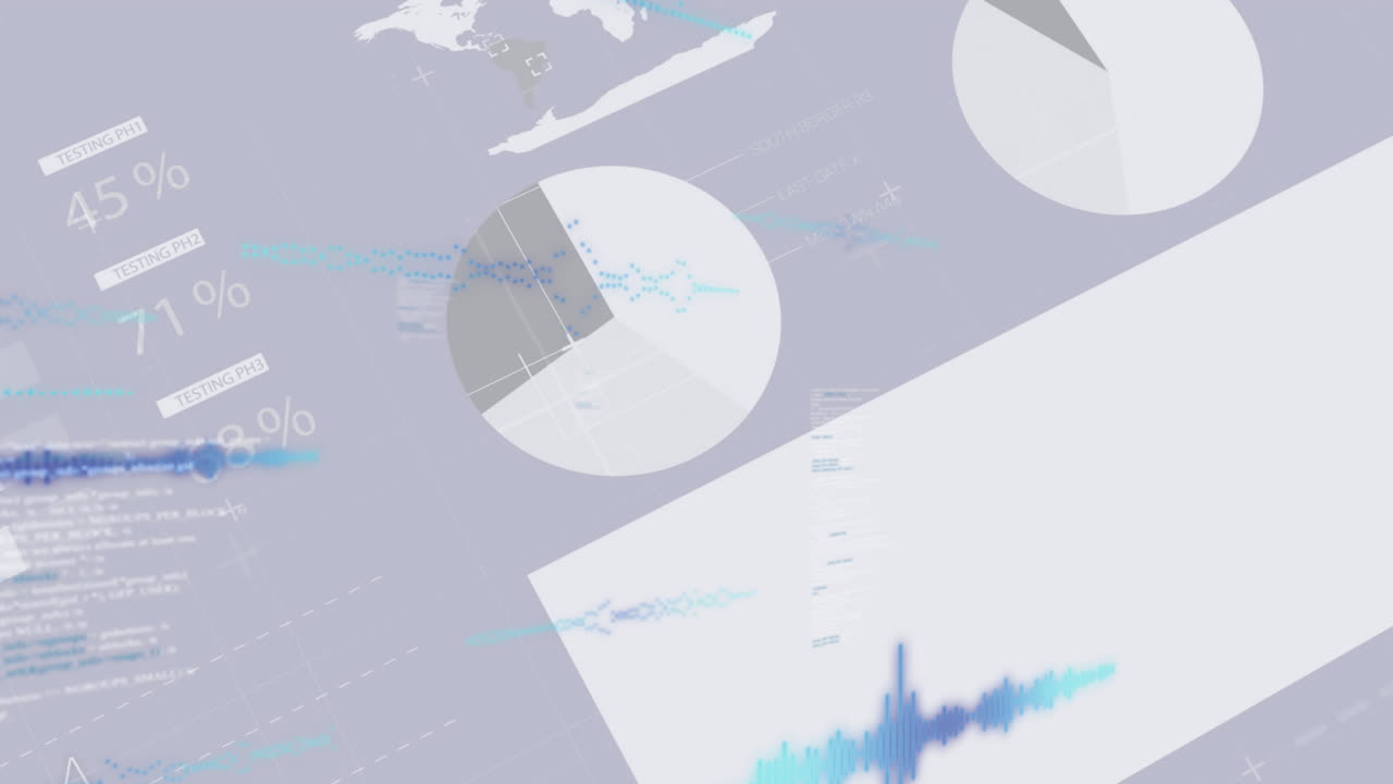 라이트 배경에서 금융 데이터 처리 및 통계의 애니메이션