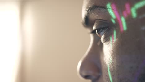 screen reflection on man face profile