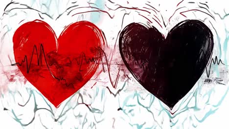 two hearts connected by a heartbeat