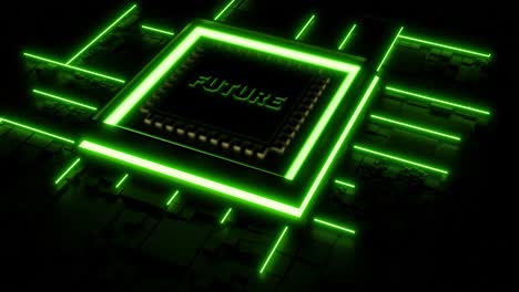 futuristic chip with neon lights