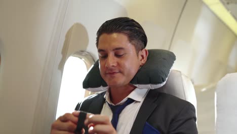 cabin crew give service to passenger in airplane