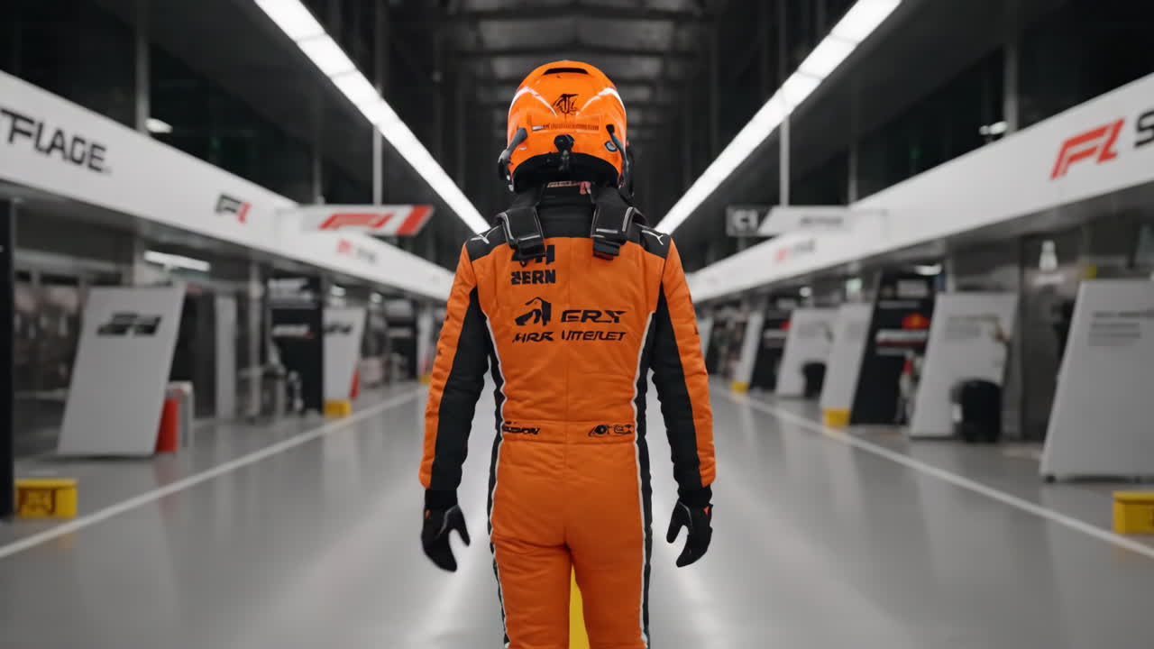 Race car driver in pit lane