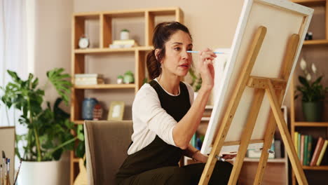 woman painting at home