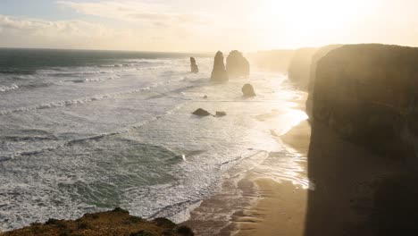 sunset view of twelve apostles rock formations