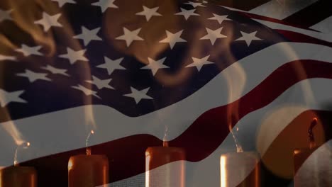 US-Flagge-Und-Kerzen