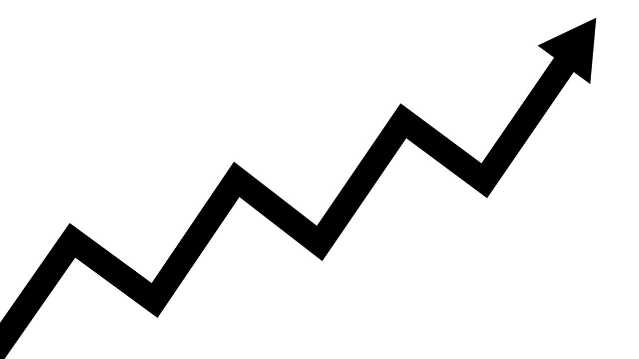 gráfico de crecimiento de flecha animado aislado en fondo blanco economía
