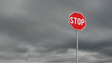 Animation-of--round-road-sign-with-the-sky-in-the-background