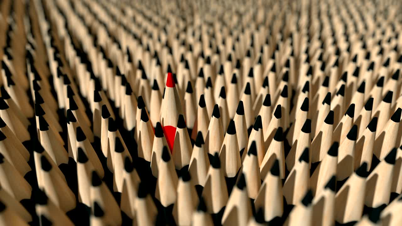 검은 연필 중 독특한 빨간 연필, 루핑 3d 애니메이션