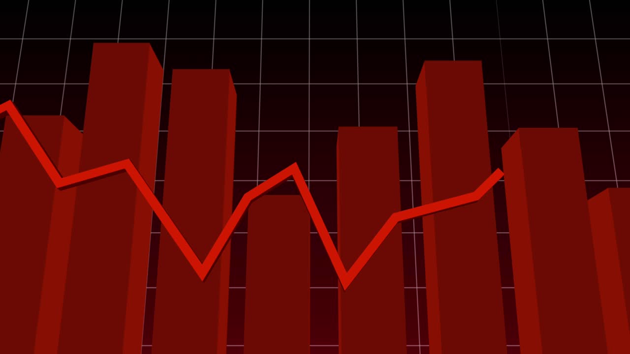 Animation of red line statistics with financial data processing