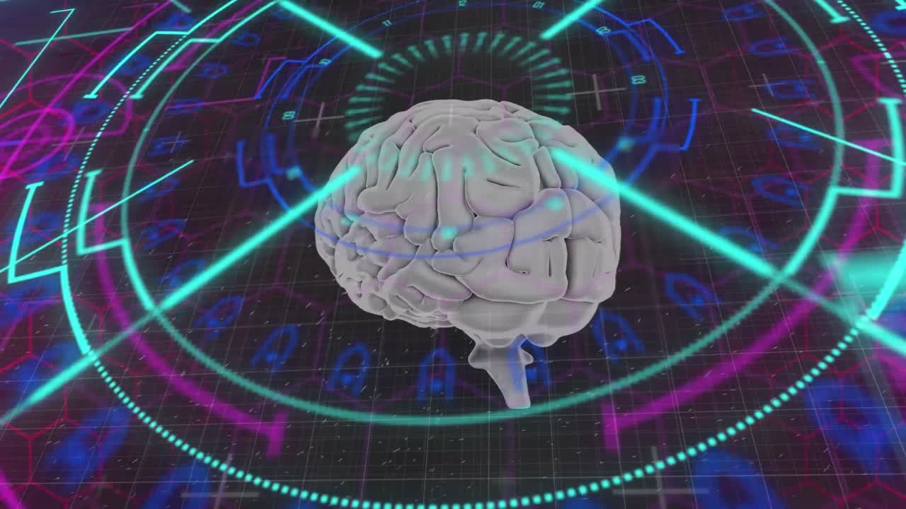 animación del escaneo de alcance sobre el cerebro digital