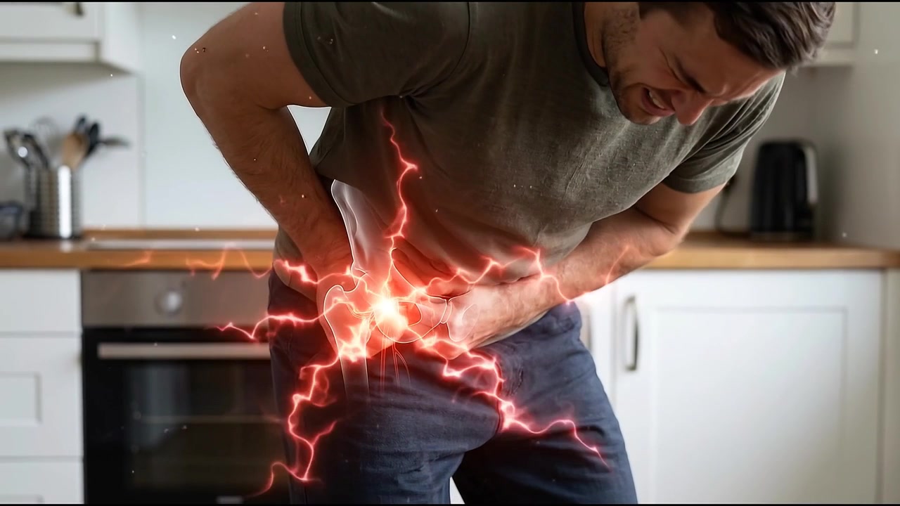 Uomo con dolore acuto all'anca e sovrapposizione anatomica