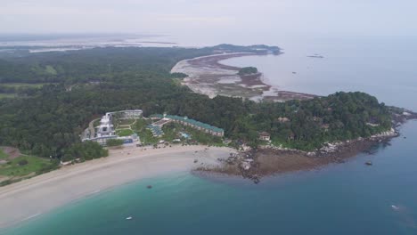 tropical island resort beach from above