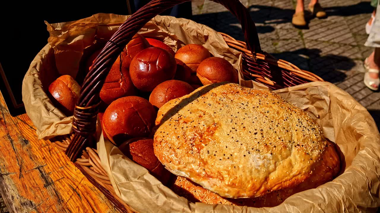 Baked goods large load buns pantry wheat ciabatta sourdough no additives staple food