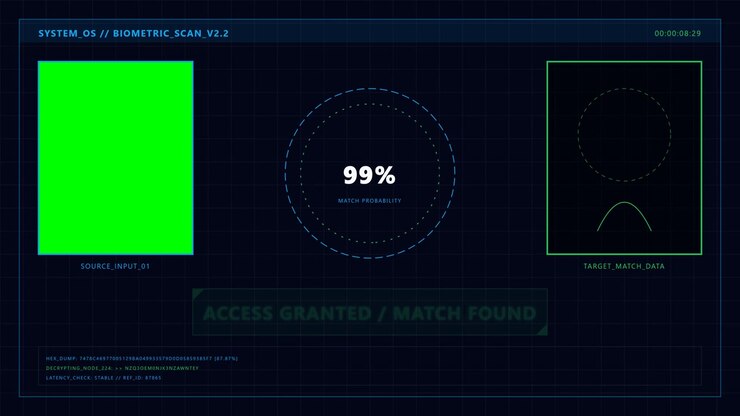 Digital Biometric Scan Interface Showing Access Granted