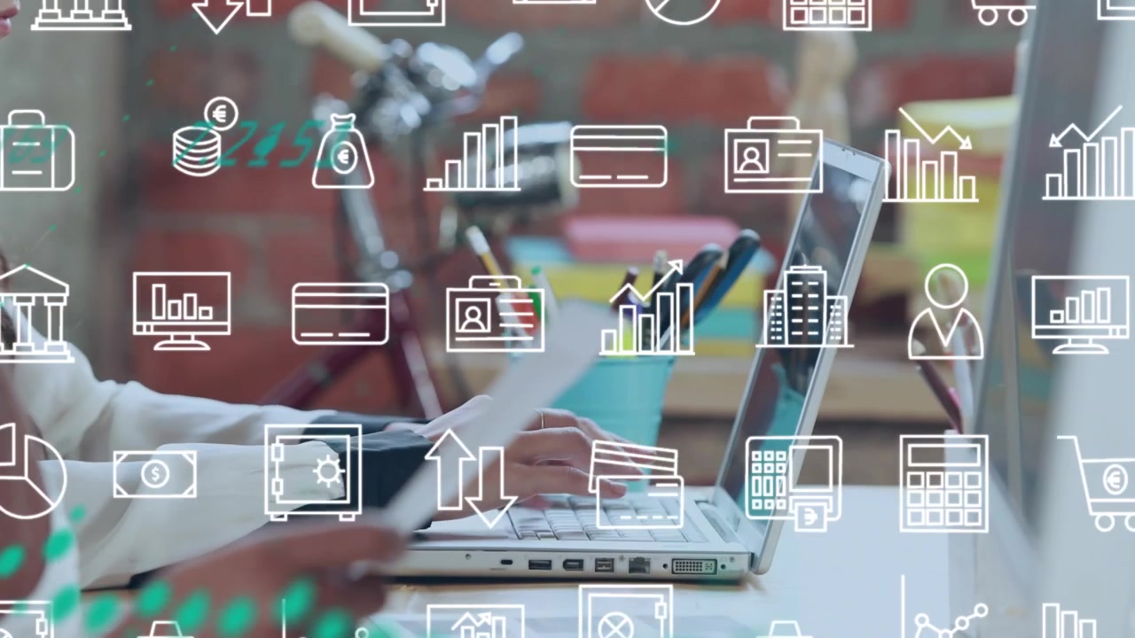 Animação de processamento de estatísticas e dados financeiros sobre entregador e cidade