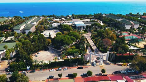 aerial 4k drone footage of kiriş- kemer , and mountains – filmed in a vibrant summer time