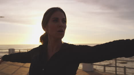 harnessing the calm of the beach in her exercises