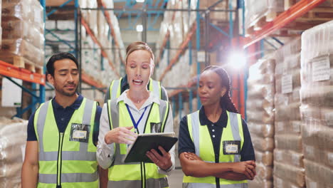 warehouse team inspecting inventory