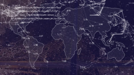 animación de la red de conexiones sobre el mapa del mundo