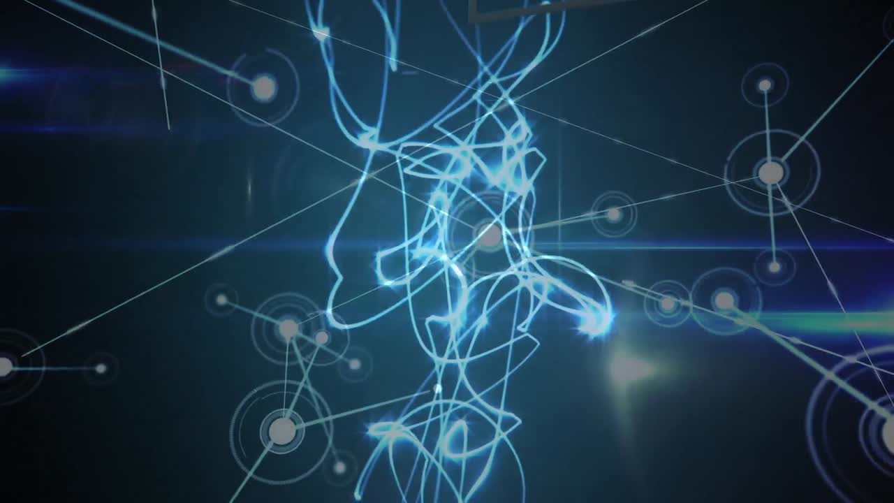 animación de la red de conexiones y datos diversos en el espacio digital