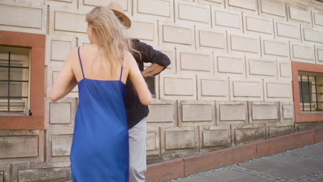 interracial couple dancing salsa in the old town street 13