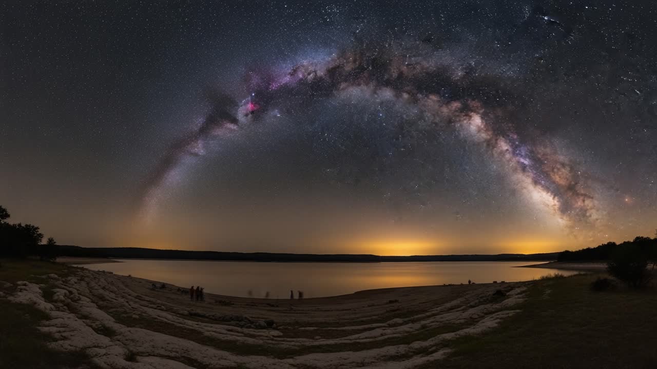Milky Way Galaxy Arching Over a Lake at Night