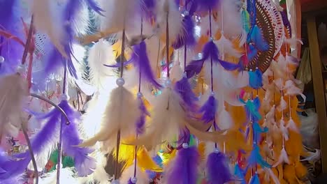 colorful dream catcher many at day from flat angle