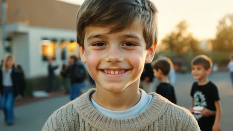 portrait of a happy boy smiling at the camera