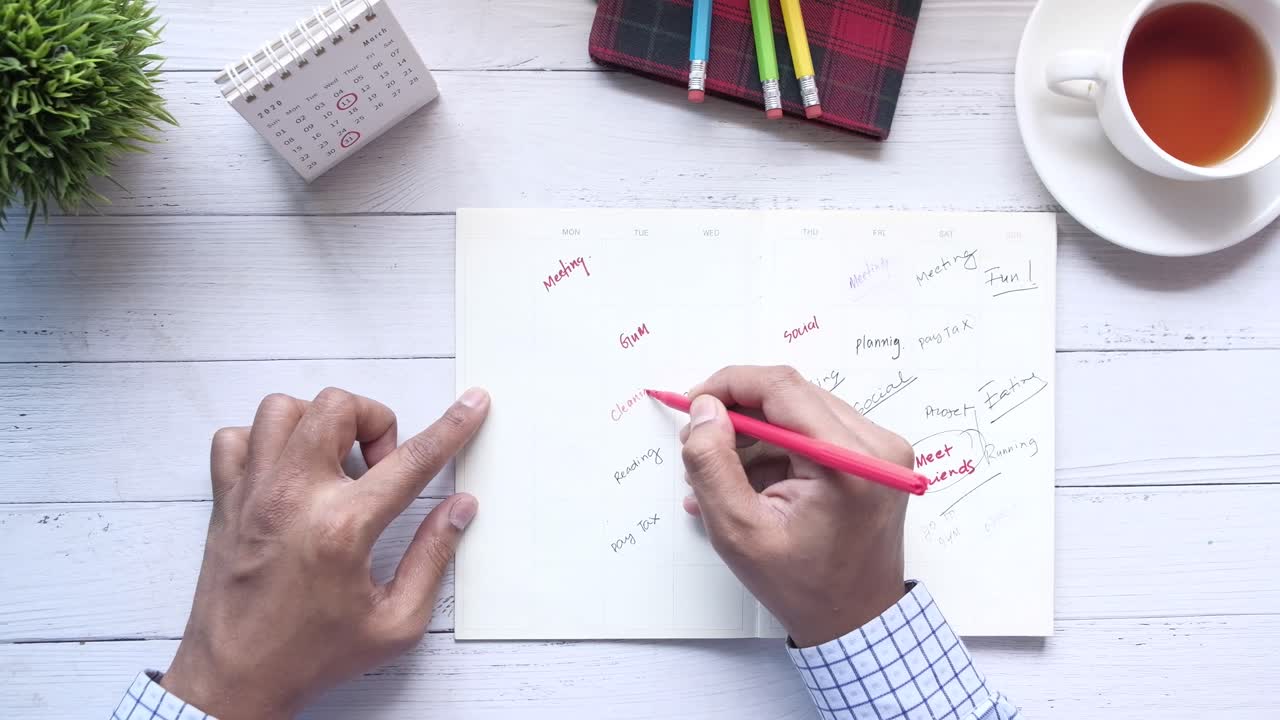 planificación del horario semanal y la lista de tareas