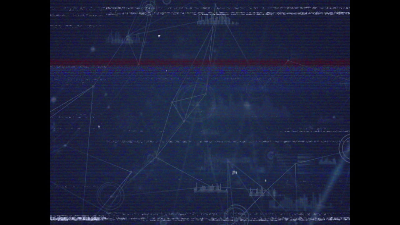 Animation of data processing over blue background