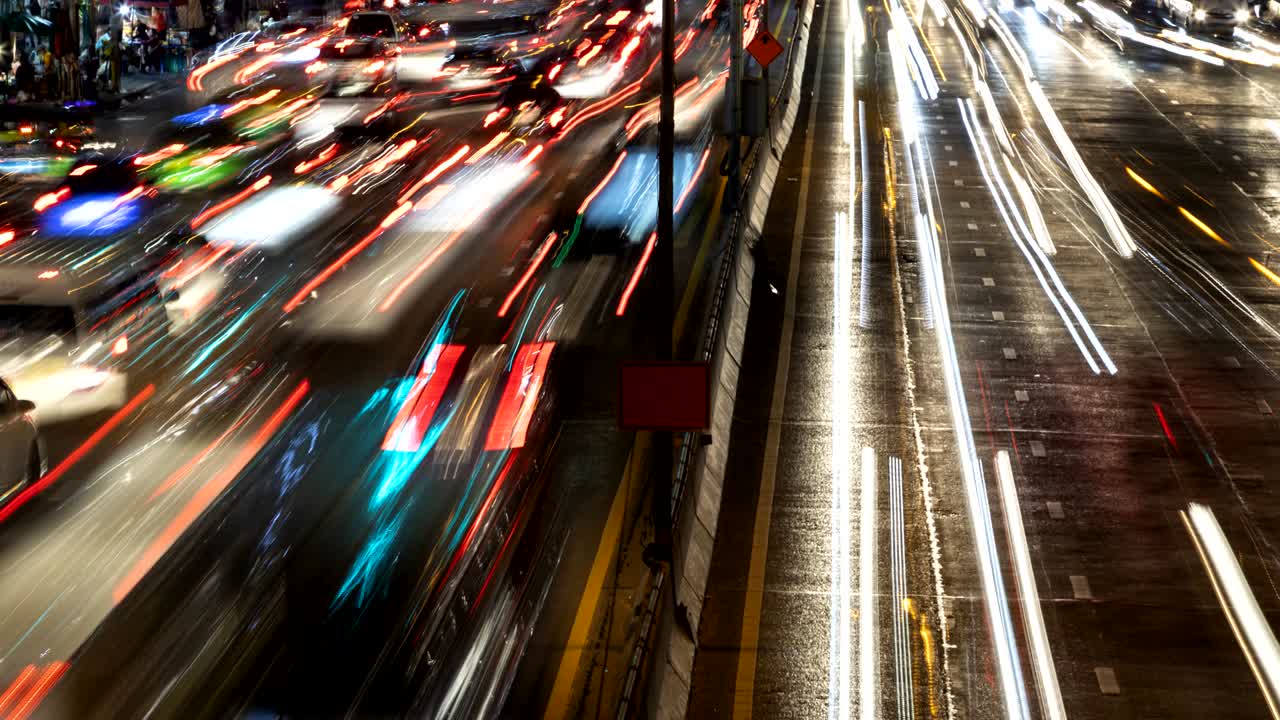 tiempo lapso tráfico nocturno en bangkok tailandia-4k